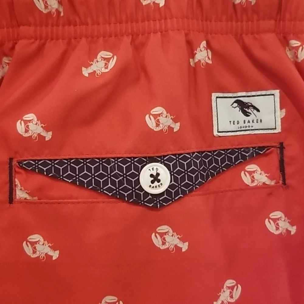 💕TED BAKER💕 Nippy Lobster Print Swim Shorts RED